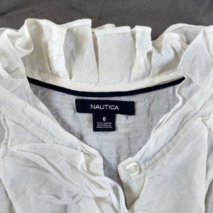Nautica Sleeveless Shirt White Linen Size 6